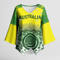 Custom Australia Cricket Kimono Sleeve Blouse Aboriginal Kangaroo Southern Cross