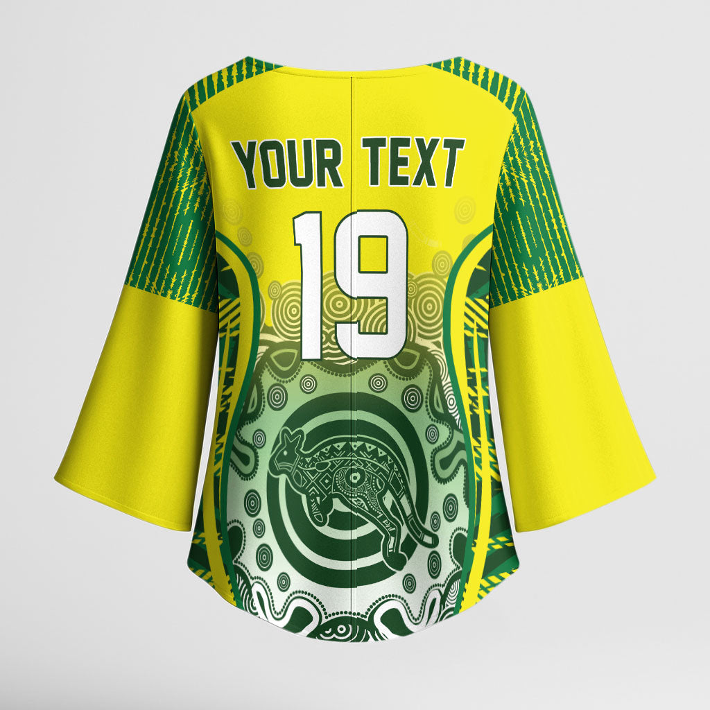 Custom Australia Cricket Kimono Sleeve Blouse Aboriginal Kangaroo Southern Cross