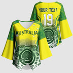 Custom Australia Cricket Kimono Sleeve Blouse Aboriginal Kangaroo Southern Cross
