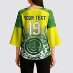 Custom Australia Cricket Kimono Sleeve Blouse Aboriginal Kangaroo Southern Cross