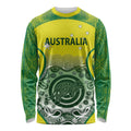 Custom Australia Cricket Long Sleeve Shirt Aboriginal Kangaroo Southern Cross
