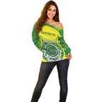 Custom Australia Cricket Off Shoulder Sweater Aboriginal Kangaroo Southern Cross