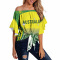 Custom Australia Cricket Off Shoulder Wrap Waist Top Aboriginal Kangaroo Southern Cross