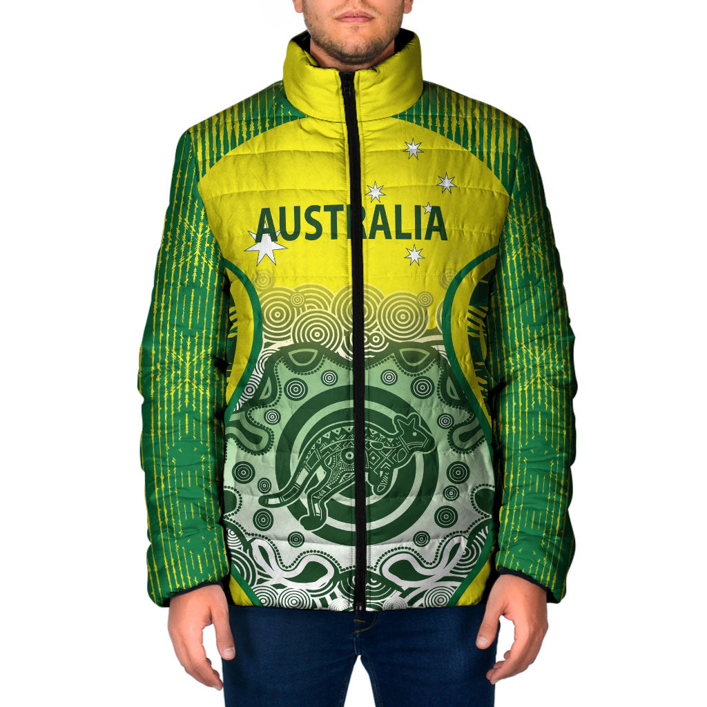 Custom Australia Cricket Padded Jacket Aboriginal Kangaroo Southern Cross