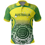 Custom Australia Cricket Polo Shirt Aboriginal Kangaroo Southern Cross