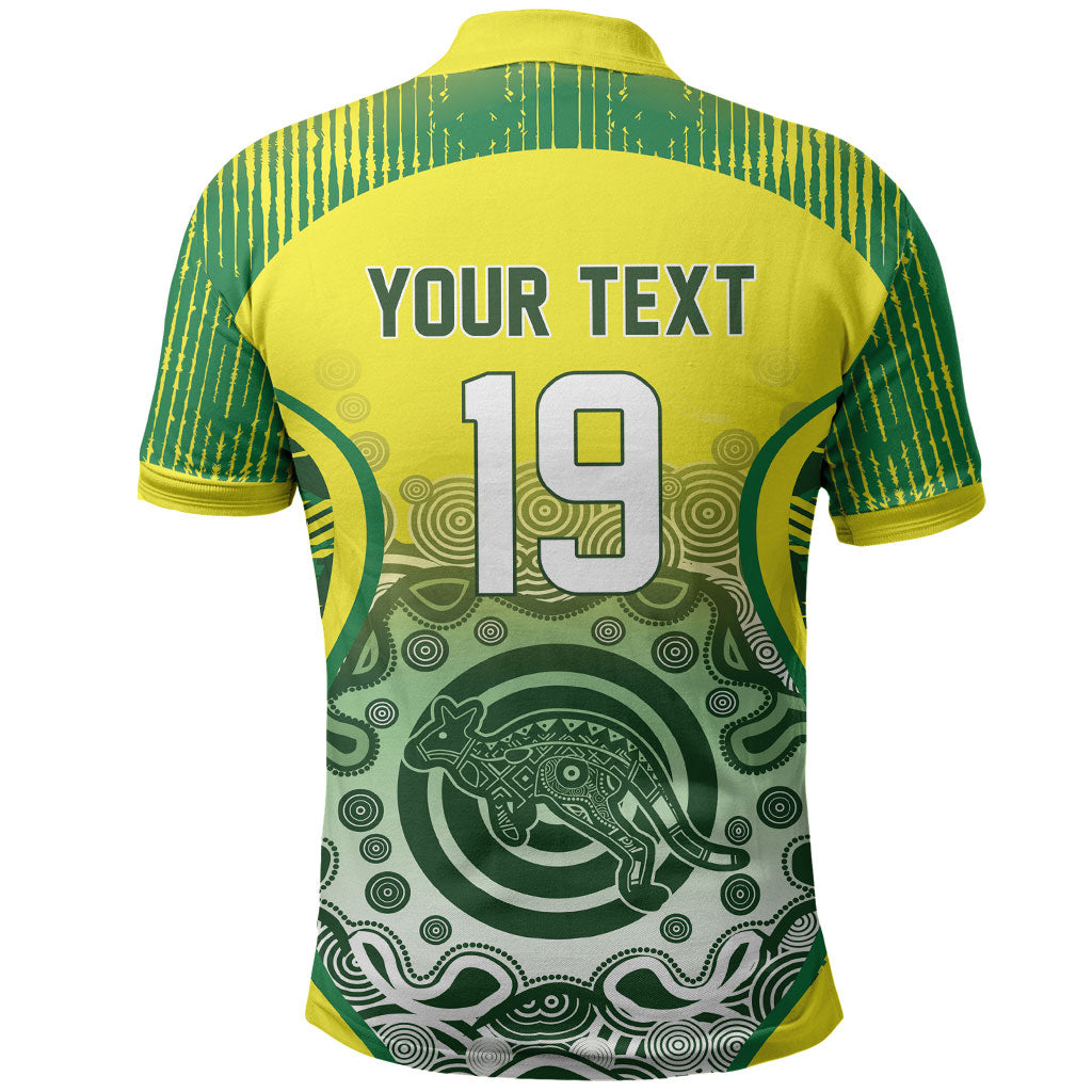 Custom Australia Cricket Polo Shirt Aboriginal Kangaroo Southern Cross