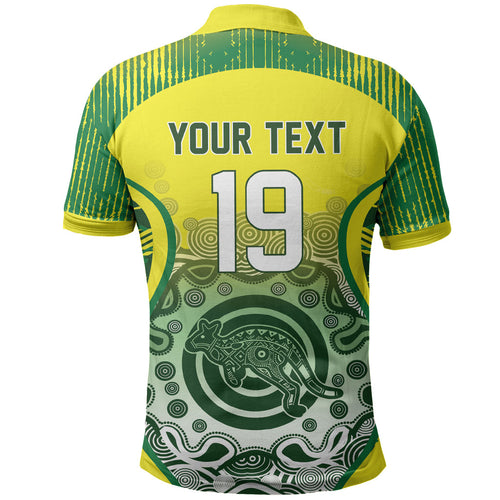 Custom Australia Cricket Polo Shirt Aboriginal Kangaroo Southern Cross