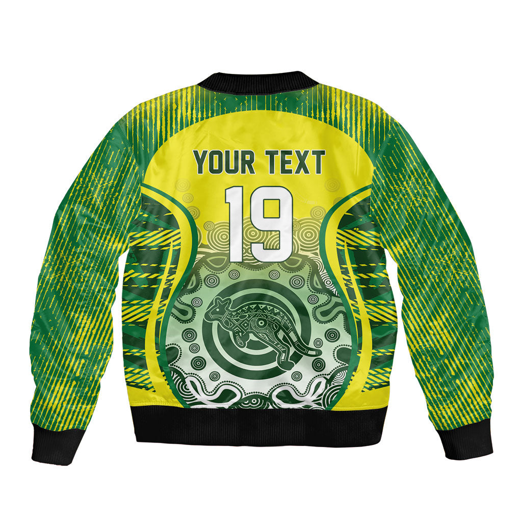 Custom Australia Cricket Sleeve Zip Bomber Jacket Aboriginal Kangaroo Southern Cross