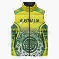 Custom Australia Cricket Sleeveless Puffer Jacket Aboriginal Kangaroo Southern Cross