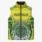 Custom Australia Cricket Sleeveless Puffer Jacket Aboriginal Kangaroo Southern Cross