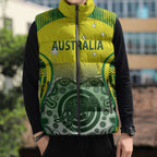 Custom Australia Cricket Sleeveless Puffer Jacket Aboriginal Kangaroo Southern Cross