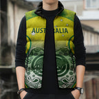 Custom Australia Cricket Sleeveless Puffer Jacket Aboriginal Kangaroo Southern Cross