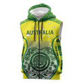 Custom Australia Cricket Sleeveless Zip Hoodie Aboriginal Kangaroo Southern Cross