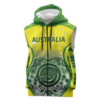 Custom Australia Cricket Sleeveless Zip Hoodie Aboriginal Kangaroo Southern Cross
