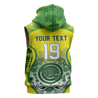 Custom Australia Cricket Sleeveless Zip Hoodie Aboriginal Kangaroo Southern Cross