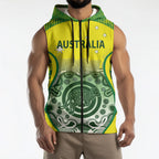 Custom Australia Cricket Sleeveless Zip Hoodie Aboriginal Kangaroo Southern Cross
