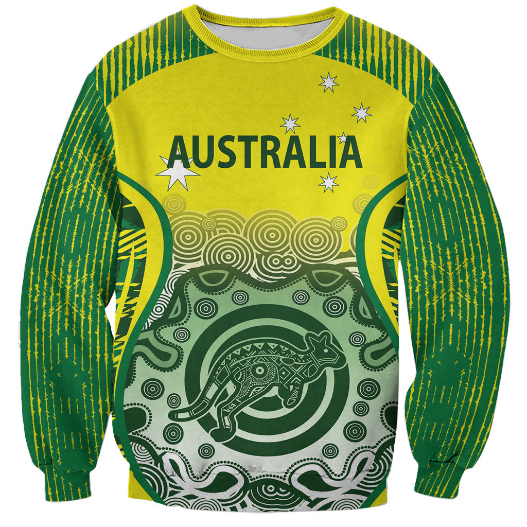 Custom Australia Cricket Sweatshirt Aboriginal Kangaroo Southern Cross