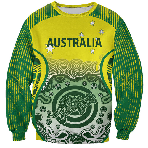 Custom Australia Cricket Sweatshirt Aboriginal Kangaroo Southern Cross