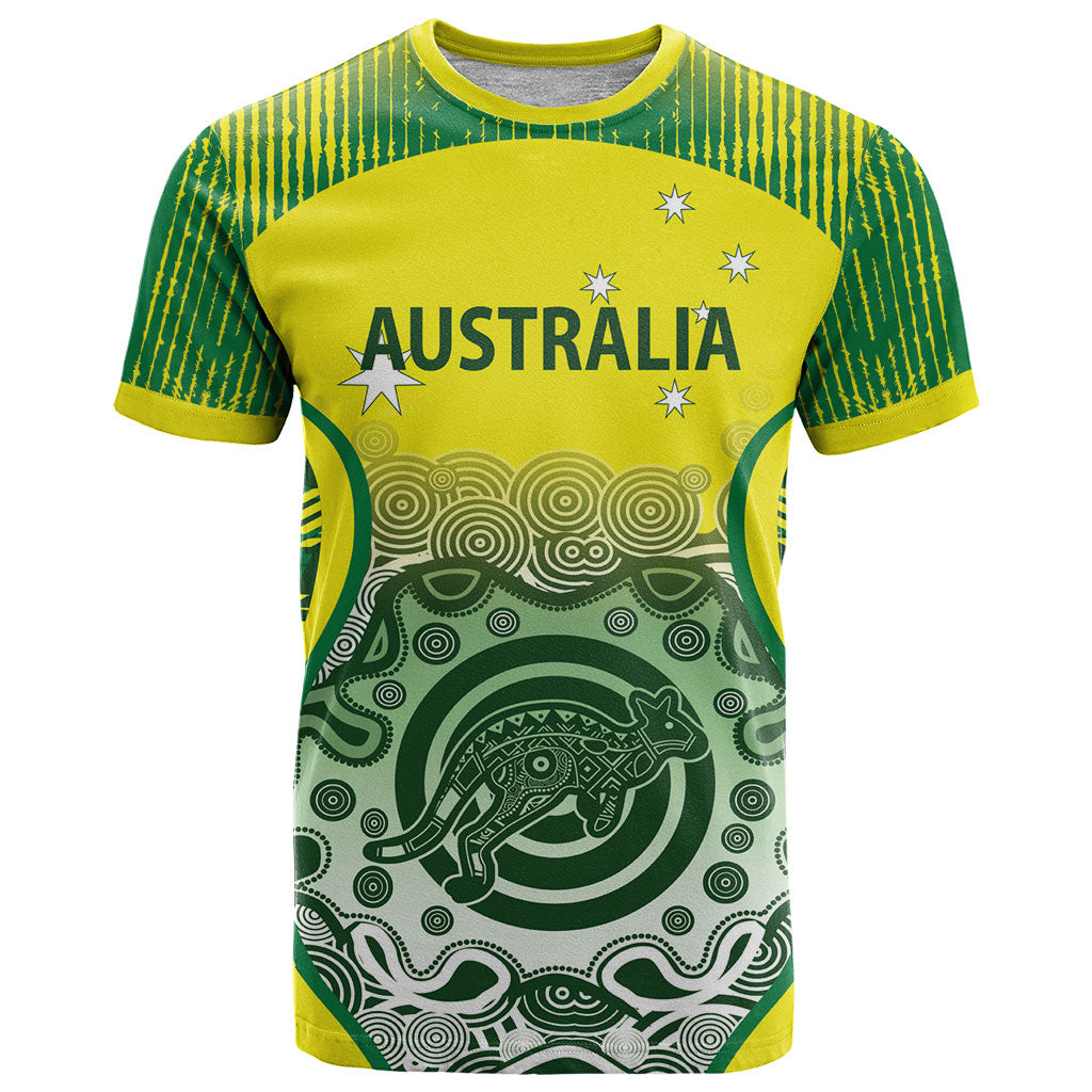 Custom Australia Cricket T Shirt Aboriginal Kangaroo Southern Cross