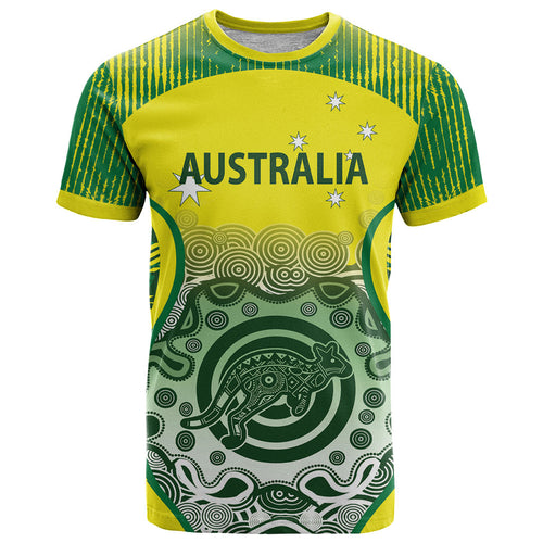 Custom Australia Cricket T Shirt Aboriginal Kangaroo Southern Cross