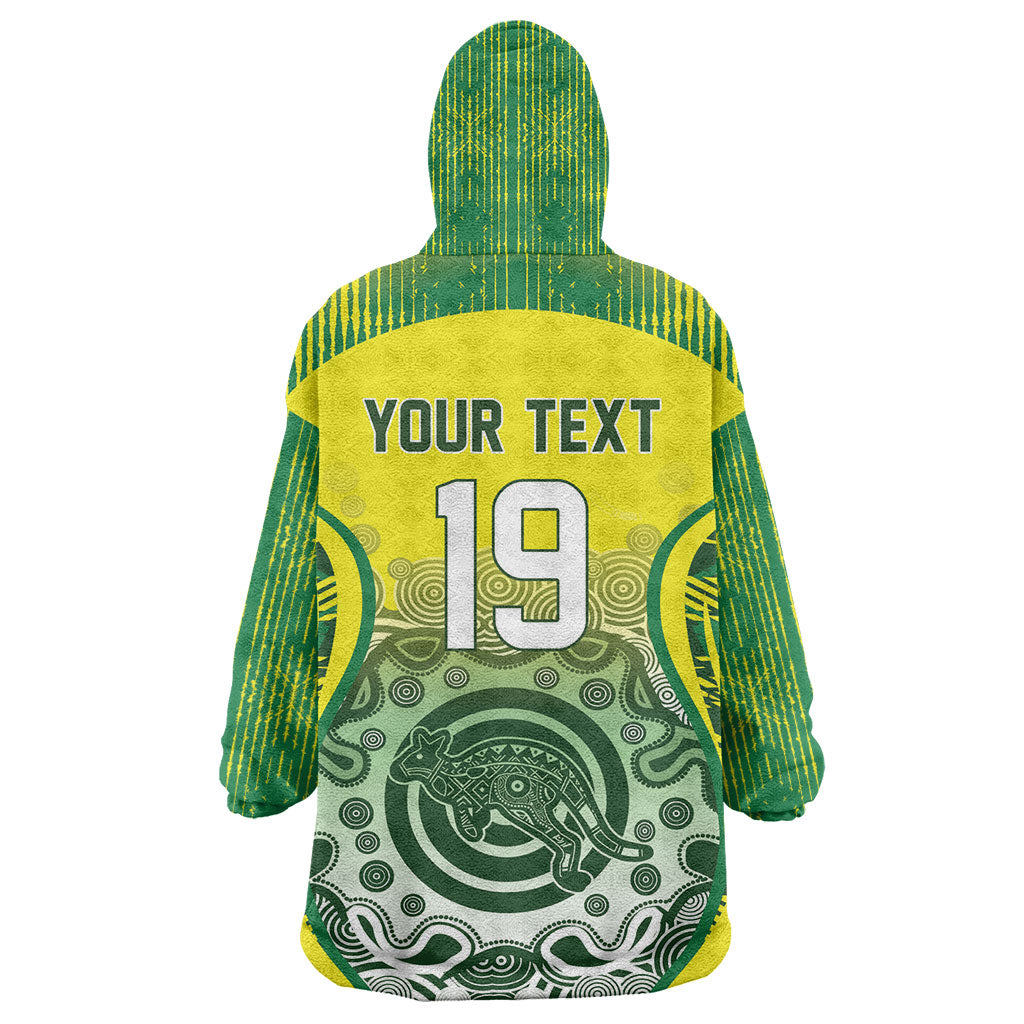 Custom Australia Cricket Wearable Blanket Hoodie Aboriginal Kangaroo Southern Cross