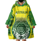 Custom Australia Cricket Wearable Blanket Hoodie Aboriginal Kangaroo Southern Cross