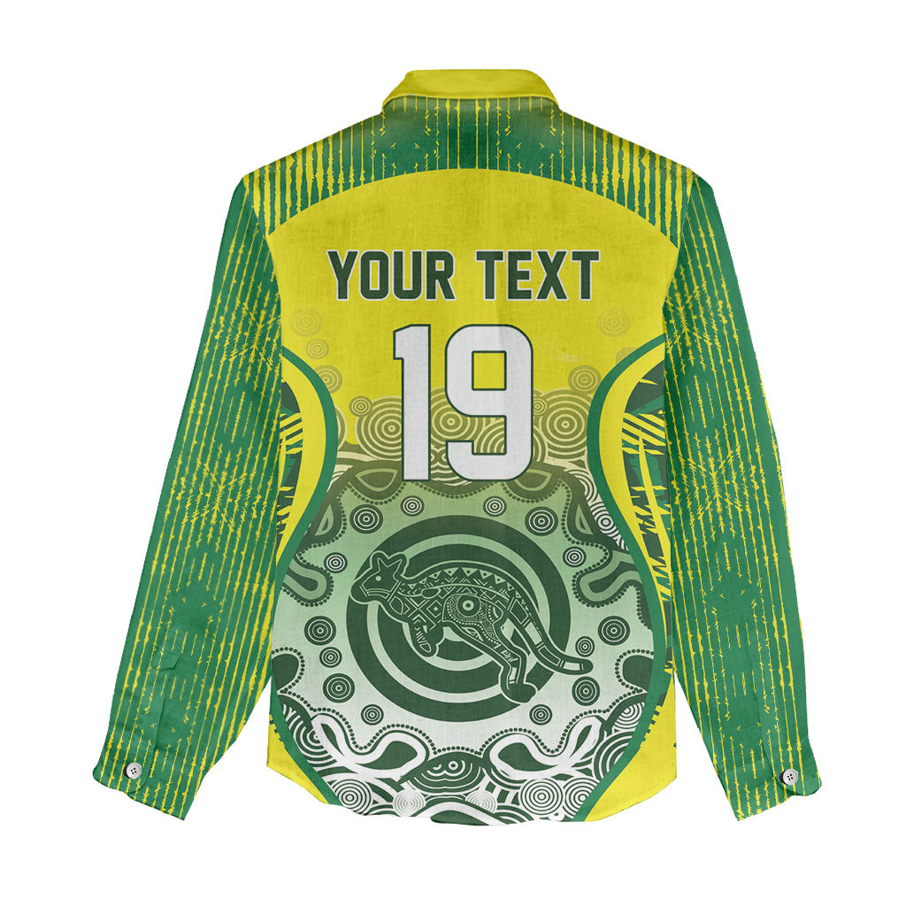 Custom Australia Cricket Women Casual Shirt Aboriginal Kangaroo Southern Cross