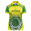 Custom Australia Cricket Women Polo Shirt Aboriginal Kangaroo Southern Cross