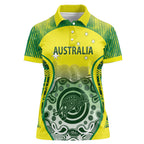 Custom Australia Cricket Women Polo Shirt Aboriginal Kangaroo Southern Cross