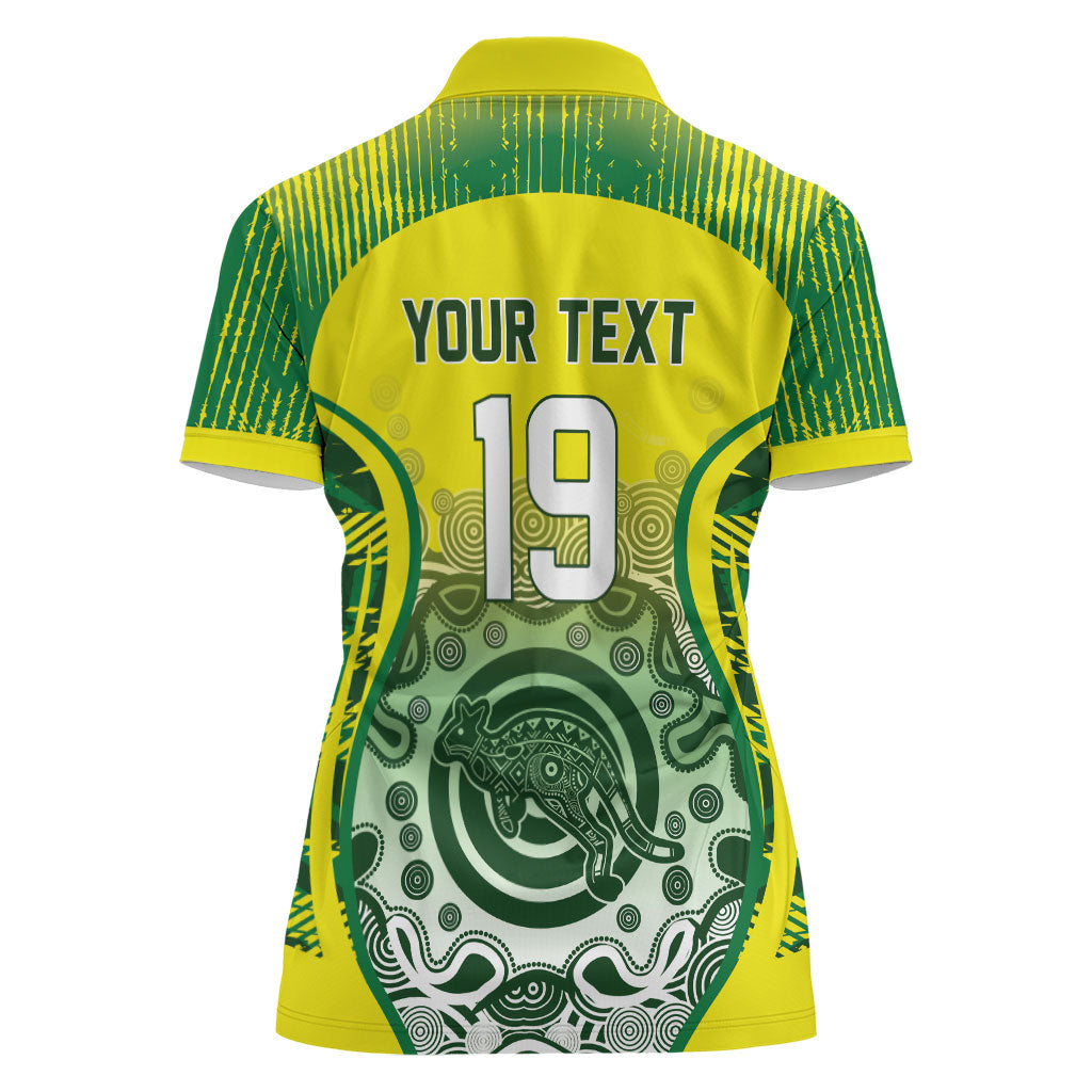 Custom Australia Cricket Women Polo Shirt Aboriginal Kangaroo Southern Cross