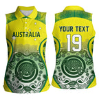Custom Australia Cricket Women Sleeveless Polo Shirt Aboriginal Kangaroo Southern Cross