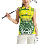 Custom Australia Cricket Women Sleeveless Polo Shirt Aboriginal Kangaroo Southern Cross