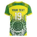 Custom Australia Cricket Women V-Neck T-Shirt Aboriginal Kangaroo Southern Cross