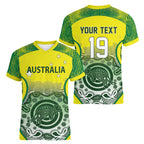 Custom Australia Cricket Women V-Neck T-Shirt Aboriginal Kangaroo Southern Cross