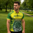 Custom Australia Cricket Zipper Polo Shirt Aboriginal Kangaroo Southern Cross