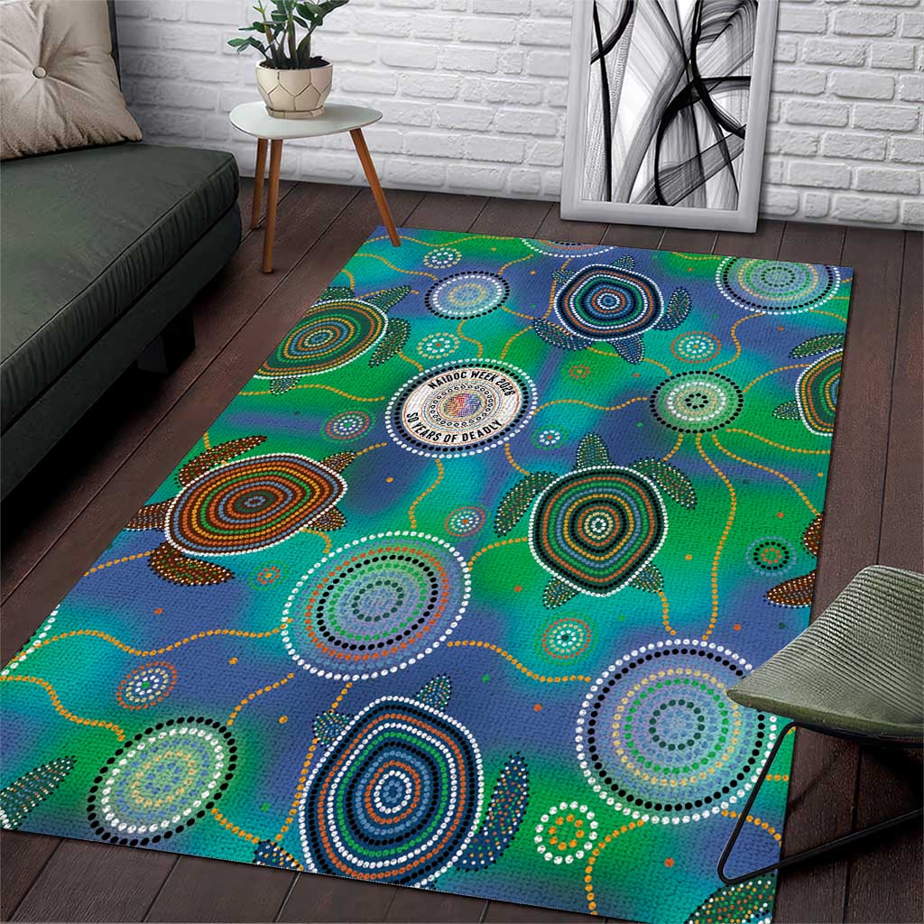 NAIDOC 50 Years of Deadly Area Rug Sea Turtle Aboriginal Dot Art