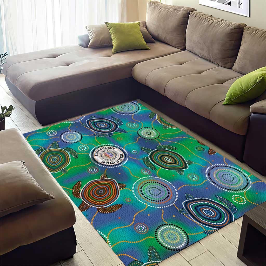 NAIDOC 50 Years of Deadly Area Rug Sea Turtle Aboriginal Dot Art