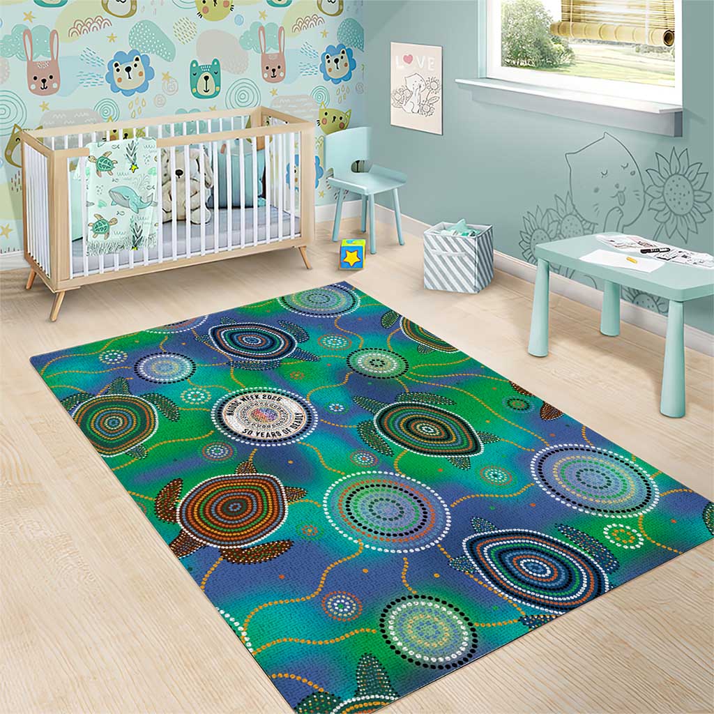 NAIDOC 50 Years of Deadly Area Rug Sea Turtle Aboriginal Dot Art