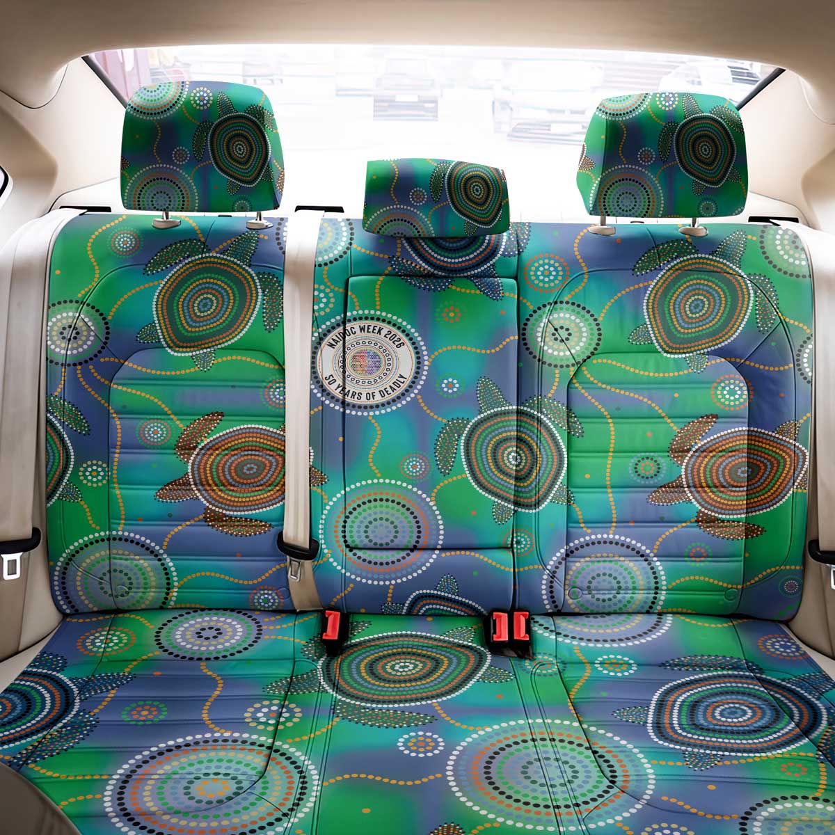NAIDOC 50 Years of Deadly Back Car Seat Cover Sea Turtle Aboriginal Dot Art