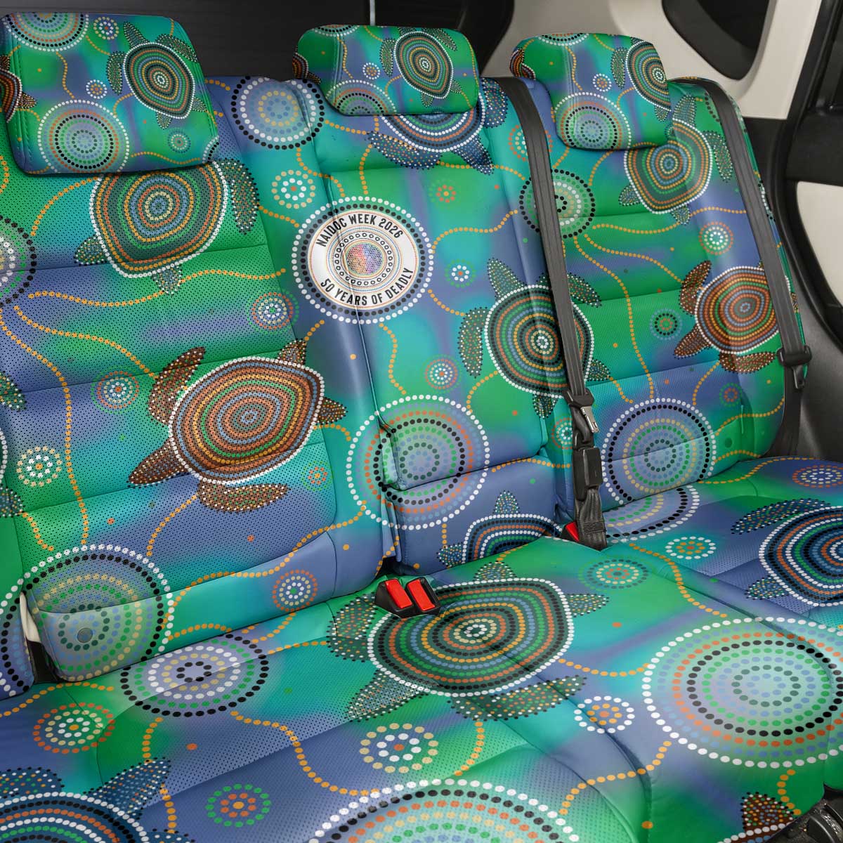 NAIDOC 50 Years of Deadly Back Car Seat Cover Sea Turtle Aboriginal Dot Art