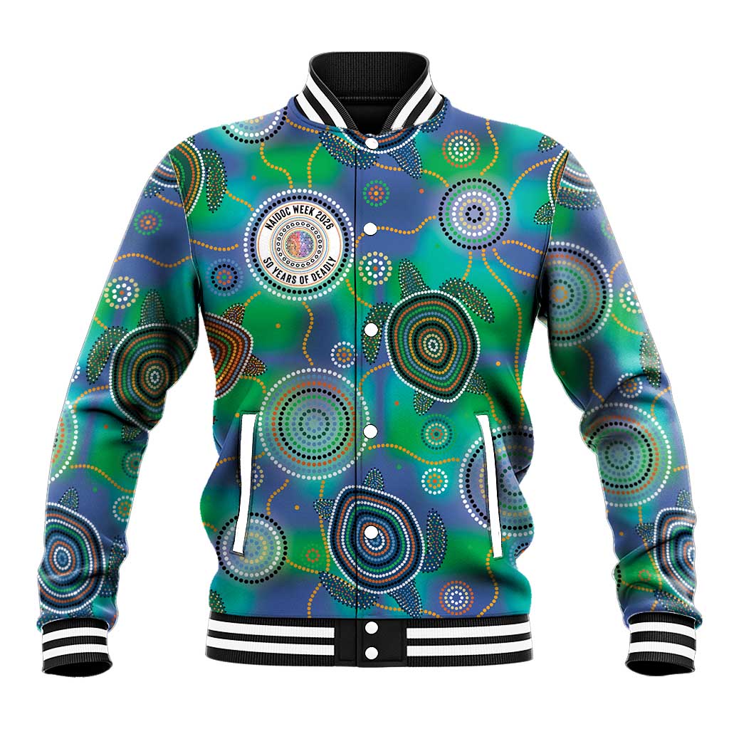 NAIDOC 50 Years of Deadly Baseball Jacket Sea Turtle Aboriginal Dot Art