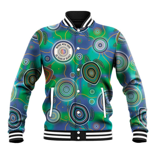 NAIDOC 50 Years of Deadly Baseball Jacket Sea Turtle Aboriginal Dot Art