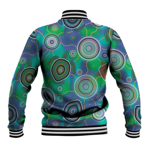 NAIDOC 50 Years of Deadly Baseball Jacket Sea Turtle Aboriginal Dot Art