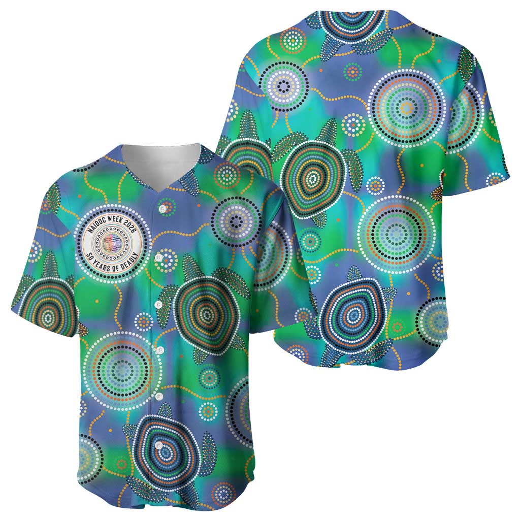NAIDOC 50 Years of Deadly Baseball Jersey Sea Turtle Aboriginal Dot Art