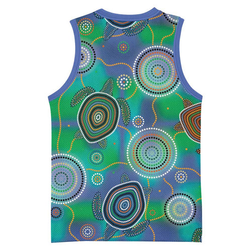 NAIDOC 50 Years of Deadly Basketball Jersey Sea Turtle Aboriginal Dot Art