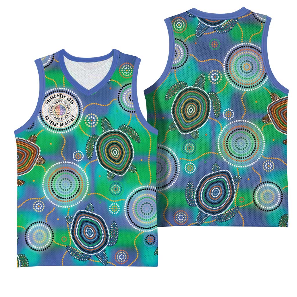 NAIDOC 50 Years of Deadly Basketball Jersey Sea Turtle Aboriginal Dot Art