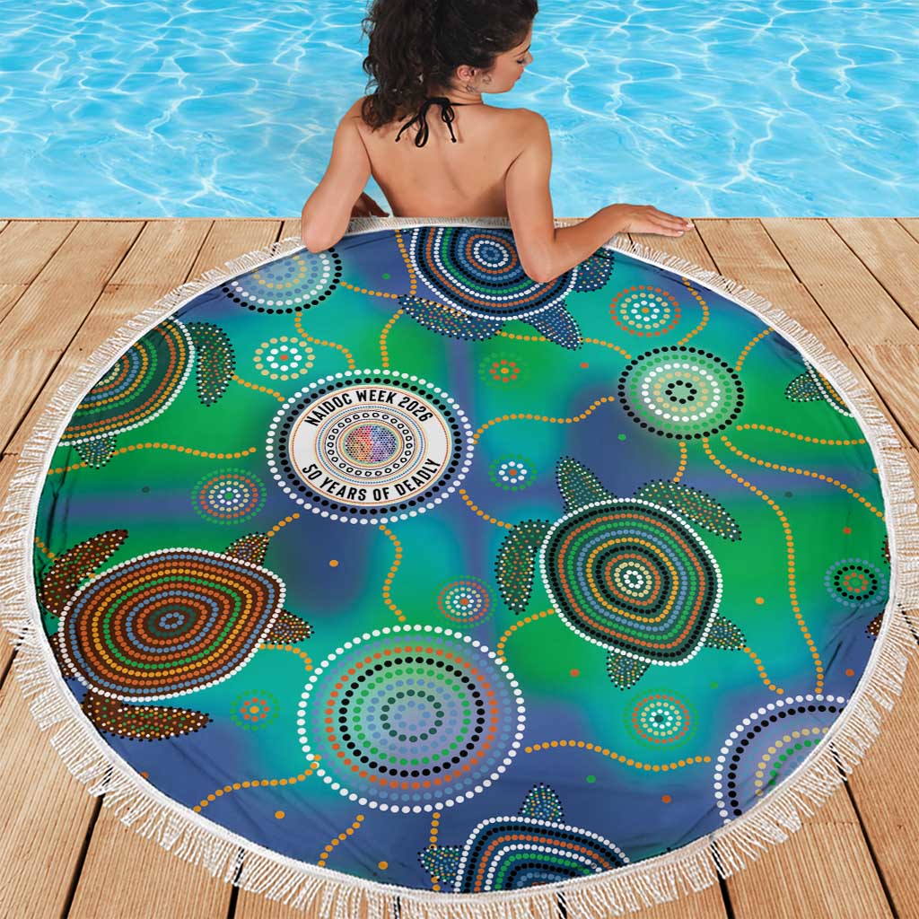 NAIDOC 50 Years of Deadly Beach Blanket Sea Turtle Aboriginal Dot Art