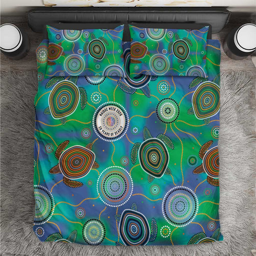 NAIDOC 50 Years of Deadly Bedding Set Sea Turtle Aboriginal Dot Art