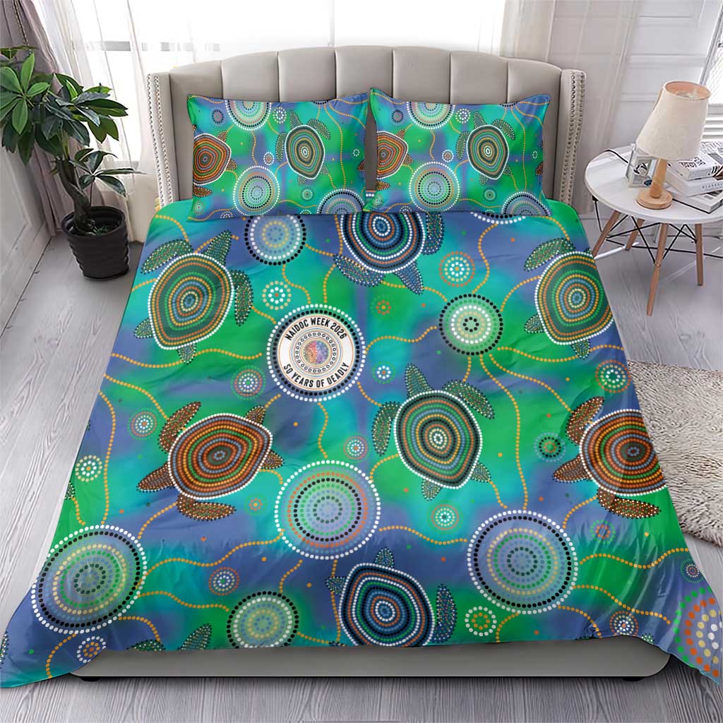 NAIDOC 50 Years of Deadly Bedding Set Sea Turtle Aboriginal Dot Art