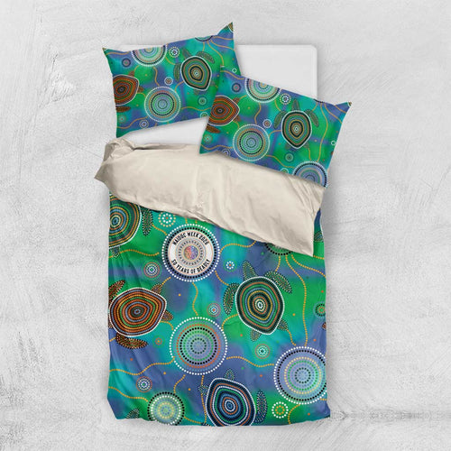 NAIDOC 50 Years of Deadly Bedding Set Sea Turtle Aboriginal Dot Art